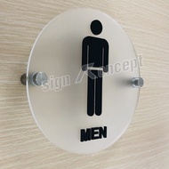 Clear Acrylic Circle Bathroom Sign Code ST-051-053