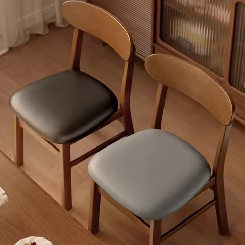 Vintage Solid Wood Dining Chair Versatile Home Lounge Seat Minimalist Round Backrest Chair Strong Lo