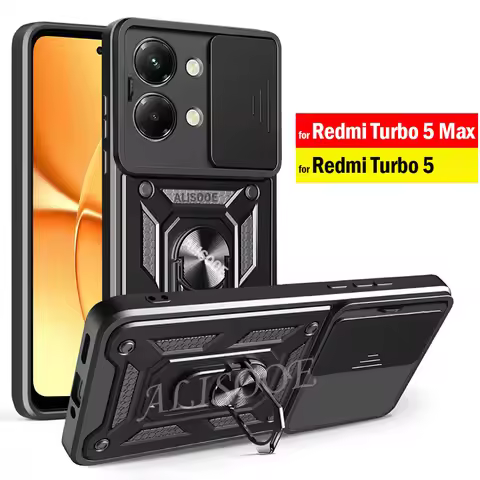 Capa for Redmi Turbo 5 Max Turbo5 Case Armor Slide Camera Lens Protection Back Cover Ring Stand Shoc