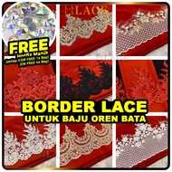 Oren Bata Border Lace Besar untuk Baju  / Burnt Orange Border Baju Renda Baju Kurung Raya LALALACE