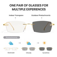 Cyxus Frameless Narrow Frame Fashion Photochromic Glasses Computer Glasses Women'S Or Mens Retro Gla