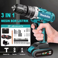 MAKlTA 299V 3 sistem Mesin Bor Baterai Tangan Cordless Drill Battery impact drill Cordless Electric 