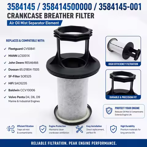 3584145 Crankcase Breather Filter CV50841 for Volvo Penta D4 D6 D9 Marine Industrial Engine Air Oil 
