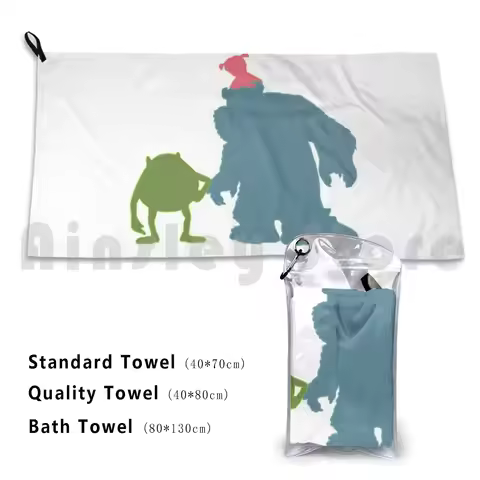Mike , Sully , And Boo Beach Towel Quick Dry Quality Towel Monster Monsters Inc Pink Green Blue Purp