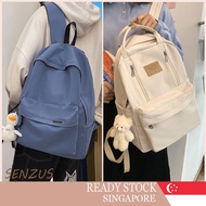 [SG SELLER] Korean Women Backpack Large Capacity School Student Nylon/Canvas Bag pack Casual Simple 