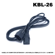 Computer AC Extension Cable + Male & Female Jack C13 C14 - 1.8 Meters