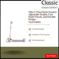 Mitu 3-Wheel Kick Scooter Children Foot Scooters Adjustable Height With LED Light Up Wheels kids Skateboard
