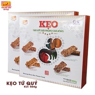 Kẹo Tứ Quý Tân Huê Viên kẹo gạo lức đậu phộng chà bông hộp 4 vị (1 hộp 4 vị 504g)