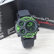 Jam tangan Pria Alexandre christie 6324MC tali rubber tanggal/chrono aktif 3 time original