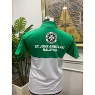 HIJAU PUTIH TSHIRT ST. JOHN AMBULANCE MALAYSIA HIGH QUALITY COTTON BAJU KADET SJAM