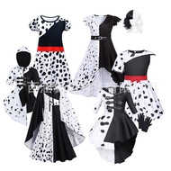 Cruella de Vil cosplay Movie 101 Dalmatians Black White Witch Cruella Children Halloween 3.12