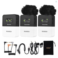 MAMEN KT-W1-K2 One-Trigger-Two UHF Wireless Microphone System(2 Transmitters &amp; 1 Receiver) Clip-on Mic 50M Transmission R