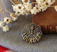 金銀寶貝 古董法國銀色蕾絲雕花船錨LOURDES別針胸針 B1921