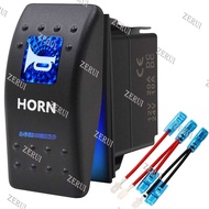 Momentary Horn Button Waterproof Rocker Switch Toggle - ON/OFF Blue LED Light - 12V 20Amp 24V 10Amp 