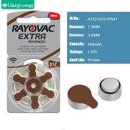 (SALE) Hearing Aid Batteries 60 Pcs/1 Box Rayovac Extra Extra-A312/312/Pr41 Zinc Air Batterie 1.45V 