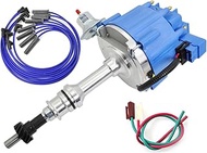 HEI Distributor + Blue 8.5mm Spark Plug Wires Compatible with Ford 351c 351m 400 429 460