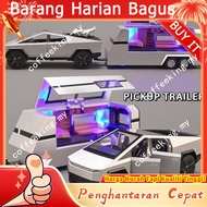 Kereta Mainan Tesla Cybertruck Pickup RV Skala 1:32 yang Hebat, Model Kenderaan Diecast Aloi Logam u