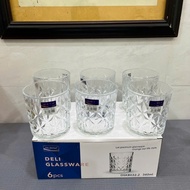 Box of 6 340ml glass cups, 10cm high, used to drink Whiskey, used as Beer Glasses at Karaoke bars