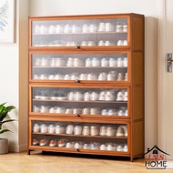 Bamboo Shoe Cabinet Indoor Arctylic Door Shoe Storage Rack Multi-Layer Large Capacity Rack