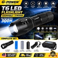 G-Power A100 T6 LED Flashlight 5 Modes Zoomable Torch 18650 / 3x AAA Battery 300M Long Range Waterpr