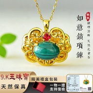 Consecrated Ruyi Lock Necklace Natural Malachite Necklace Safe Lock Necklace Pendant Money Lock Bag 