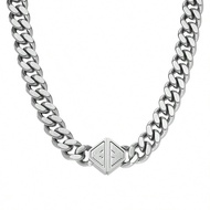 สร้อยคอเหล็กตกแต่งเรขาคณิตสีเงินสำหรับผู้ชาย เหมาะสำหรับการรวมตัวประจำวันและอื่นๆ EGS3131040