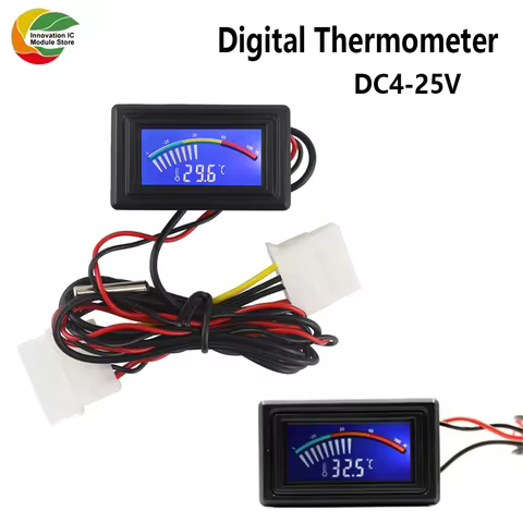 Digital Thermometer NTC 10K Metal Probe DC4-25V Metal Probe C/F USB Temperature Probe Tester LCD Aqu