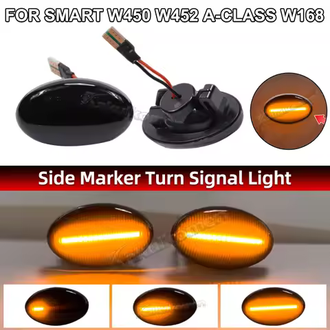 2Pcs Dynamic LED Turn Signal Lights Side Marker Car Accessories For Smart 450 452 & Mercedes-Benz W1