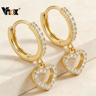 Vnox Zircon Heart Shaped Drop Earrings Gold for Women Girls, Rust Proof Elegant Luxury Jewelry Gift