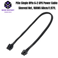 PCIe 8Pin 6+2Pin Sleeved Net 60cm, VGA GPU Power Cable for Corsair HX1200, HX1000, HX850, HX750 HX P