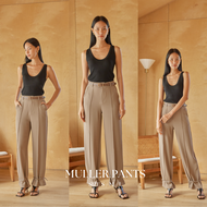 Taupe.brand - Muller Pants "กางเกงขากระบอก มีตีเกล็ดด้านหน้า มีดีไซน์ที่ปลายขากางเกง สามารถผูกได้มีเ