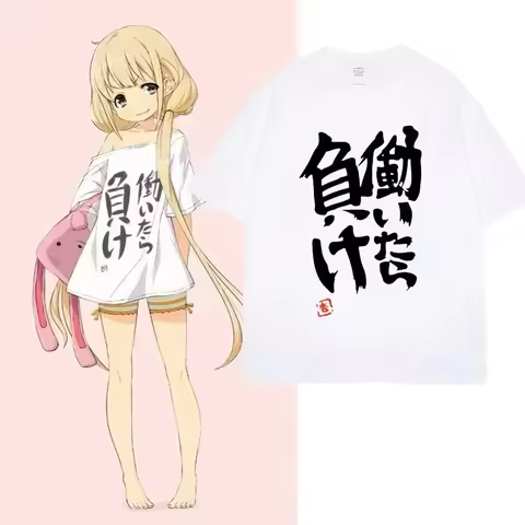 Anime Futaba Anzu Same Print T Shirt Chinese Word Cosplay Style T Shirts Fashion Summer Women Tees S