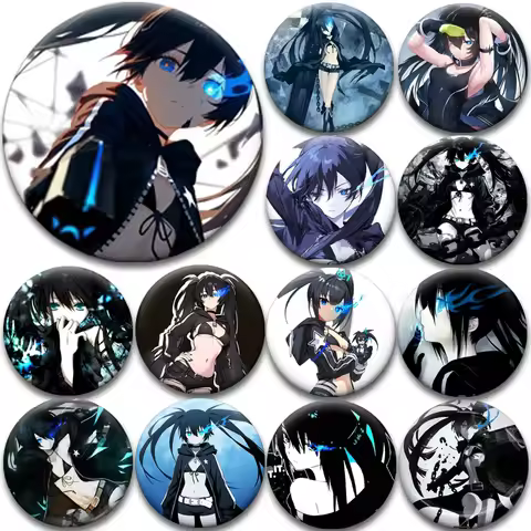 58mm Button Pins Black Rock Shooter Anime Badge Set Character Brooches Collectible Pin for Backpack 