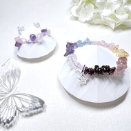 白水晶 Clear Quartz +對應七輪水晶手鏈