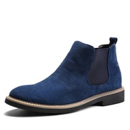 Men Chelsea Boots Slip On Suede High Top Classic Men Boots Genuine Leather Chukka Ankle Boots Fashio