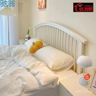 French style double bed1.2m Modern Simple Iron Art Bed for Small Apartments Yf3Household White Cream