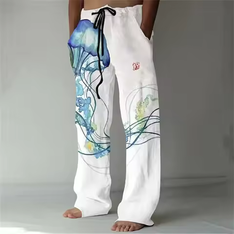 American Style Men's Loose Casual Sports Pants with Lizard Pattern 3D Print, Y2K Fashion Pocket Draw