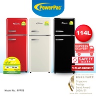 PowerPac 2-Door Fridge 114L Retro Fridge, Mini Fridge (PPF118)