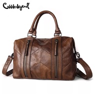 Cobbler Legend Double Zippers Genuine Leather Handbag for Women