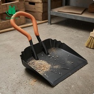 Kesoto Rectangular Scoop Industrial Dustpan Ridged Edges Metal Dustpan Black-Coated Cleaning Tool St