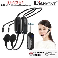 【✅SG RICHMENT✅】3 in 1 &amp; 2 in 1 UHF Wireless Microphones Wireless Headset &amp;Handheld Detachable Wireless Microphone System