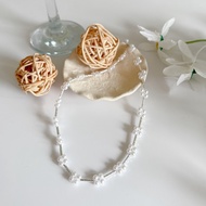 ~~ Lucky Symbol Clover Pearl Silver Chain Necklace [JCA503-9] DesireShop