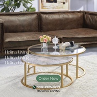 meja tamu minimalis / coffe table / meja tamu top marmer + kaca