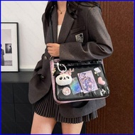 YB2 Y2K Lattice JK Crossbody Bag For Women Large Capacity Doll Badge Display Transparent Shoulder Ba