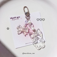 CLEAR STAR KEYCHAIN BEADS CLEAR RIBBON KEYCHAIN BEADS