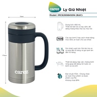 Cốc Giữ Nhiệt Carez IMC626SB450N - XÁM - 450ml Inox 304 Không chứa BPA - Giữ nóng đến 6 tiếng giữ lạ