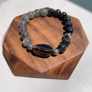 【健康 增強自信 想像力】茶晶 紫光拉長石 黑拉長石 水晶手鍊