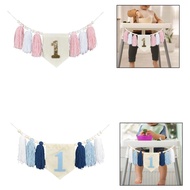 [tenlzsp0bc] Birthday Decoration 1 Year Tassel Garland Highchair Banner Bead Hanging Pink Decor for 