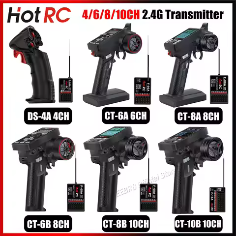 HOTRC 4/6/8/10CH 2.4G Transmitter CT-6A DS-600 CT-8A CT-10B Radio System F-04A F-06A F-08A Receiver 
