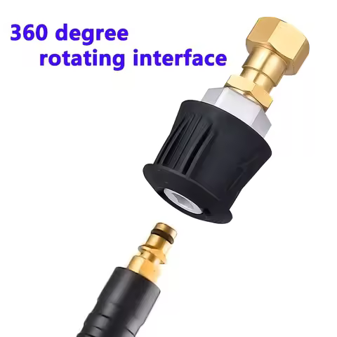 High Pressure Water Gun with 360° Swivel Brass Connector, Anti-Tangle Adapter, M22-14 to Karcher K S